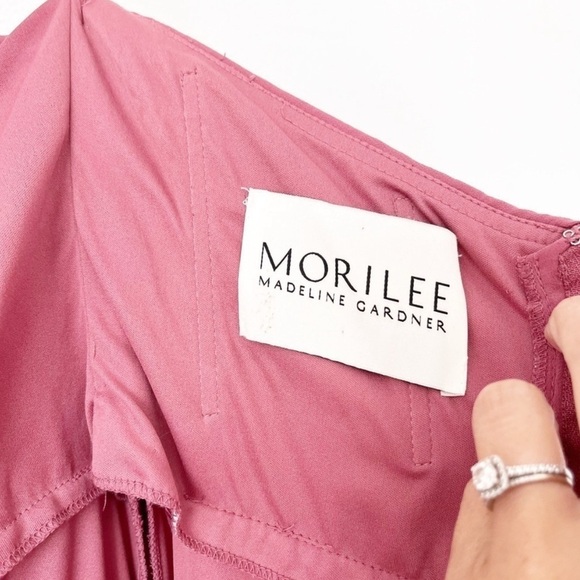 Mori Lee Pink Chiffon Strapless Sweetheart Gown Bridesmaid Formal Dress - Picture 8 of 9